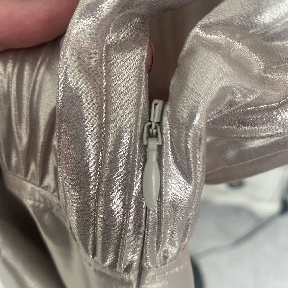 Banana Republic Metallic Taupe Pleated Midi Dress - Picture 4 of 8